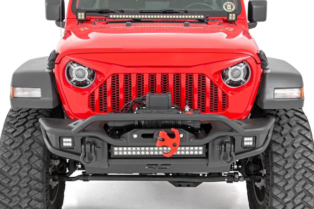 Jeep Wrangler DRL Halo LED Headlights - Front - Rough Country - 9 Inch, DOT Approved, Projection - '18-'23